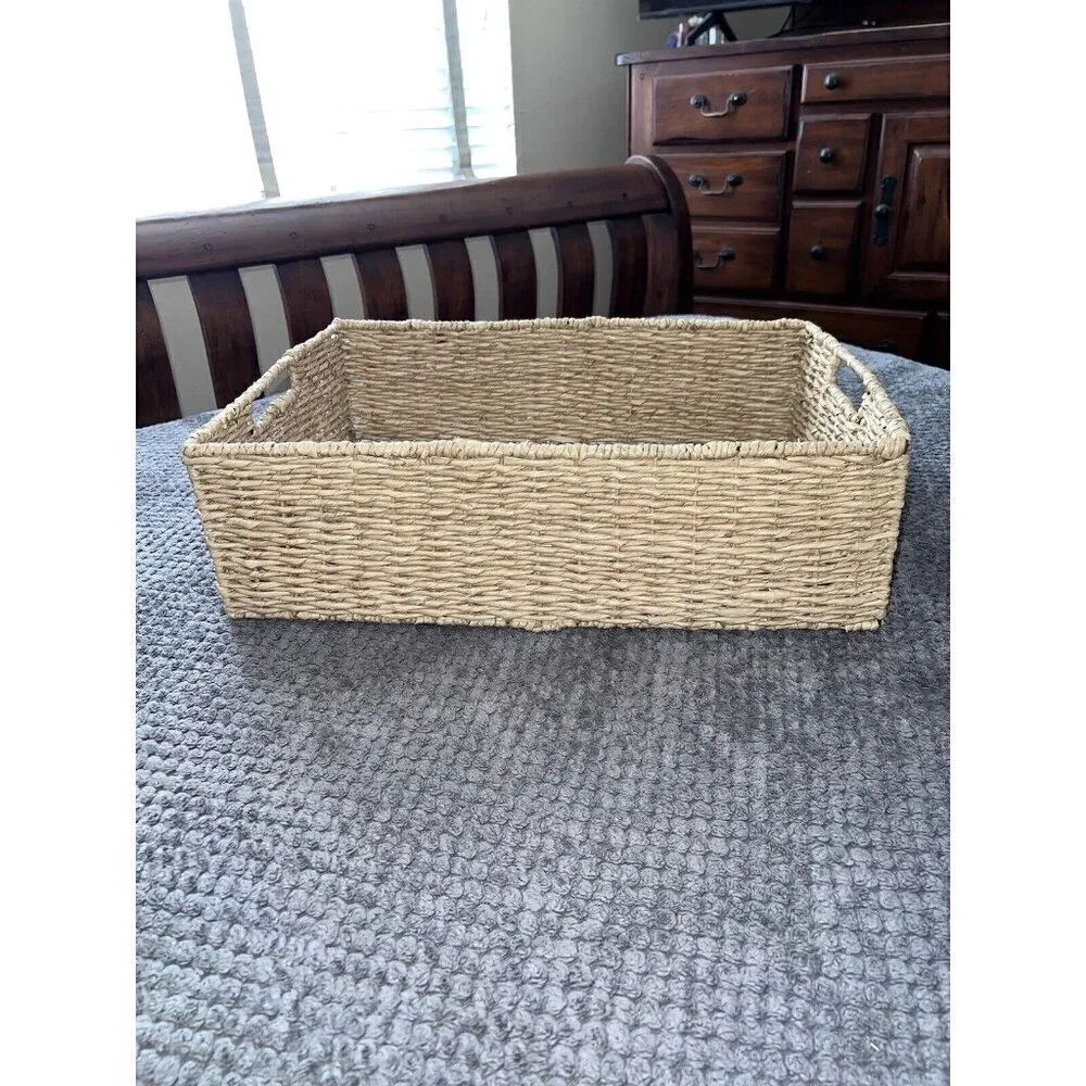 Square Nesting Wicker Baskets with Handle